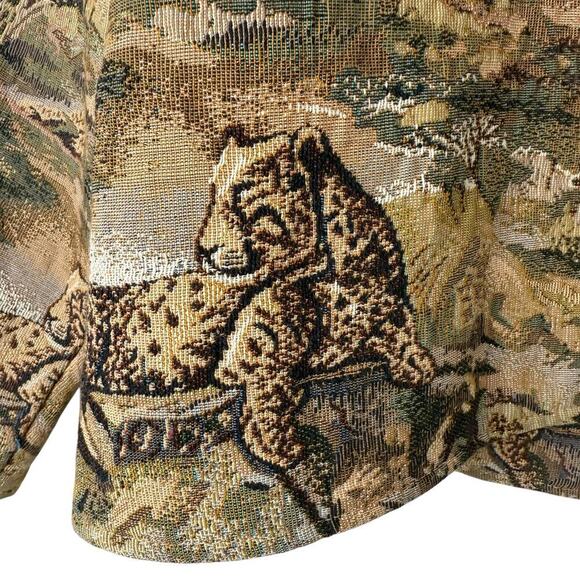 ITF Safari Tapestry Oversized Jacket 100% Cotton in Tan Embellished Buttons L/XL - Picture 12 of 14
